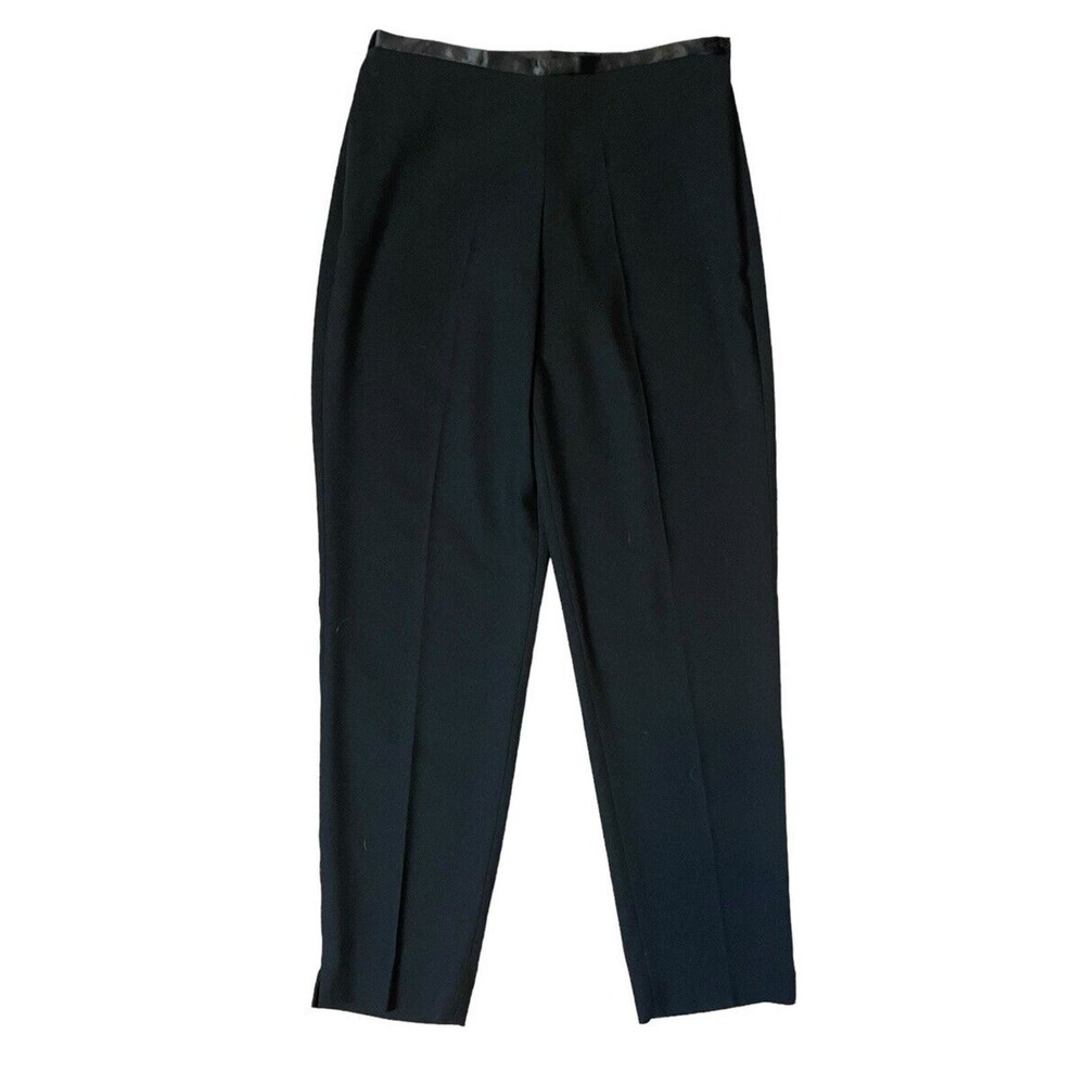Nygard Collection Black Dress Pants High Rise Tapered Leg Satin Waist Women’s 14